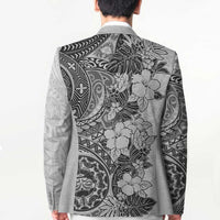 Polynesia Blazer Hibiscus Hawaiian Tribal Tattoo Retro Gray - Polynesian Pride
