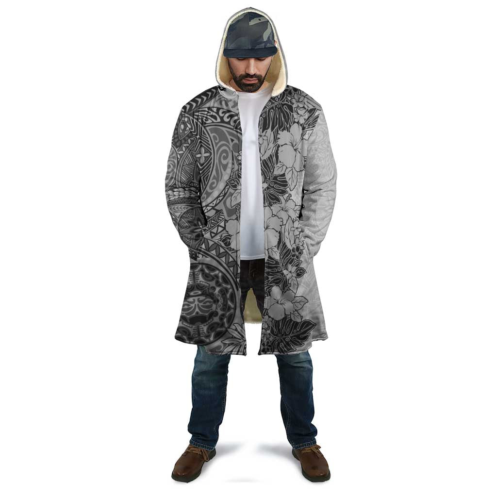 Polynesia Cloak Hibiscus Hawaiian Tribal Tattoo Retro Gray - Polynesian Pride