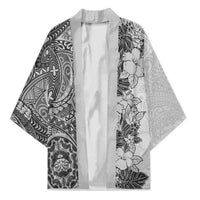 Polynesia Kimono Hibiscus Hawaiian Tribal Tattoo Retro Gray - Polynesian Pride