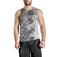 Polynesia Men Tank Top Hibiscus and Hawaiian Tribal Tattoo Retro Style Gray Color LT9 - Polynesian Pride