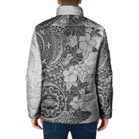 Polynesia Padded Jacket Hibiscus Hawaiian Tribal Tattoo Retro Gray - Polynesian Pride