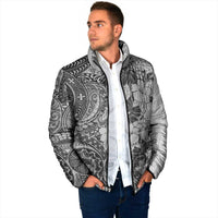 Polynesia Padded Jacket Hibiscus Hawaiian Tribal Tattoo Retro Gray - Polynesian Pride