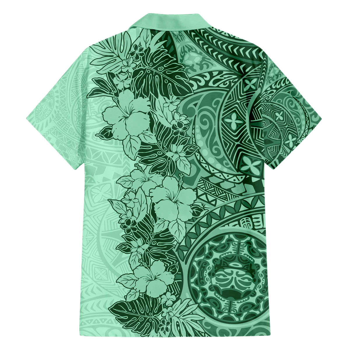 Polynesia Hawaiian Shirt Hibiscus and Hawaiian Tribal Tattoo Retro Style Green Color LT9 - Polynesian Pride