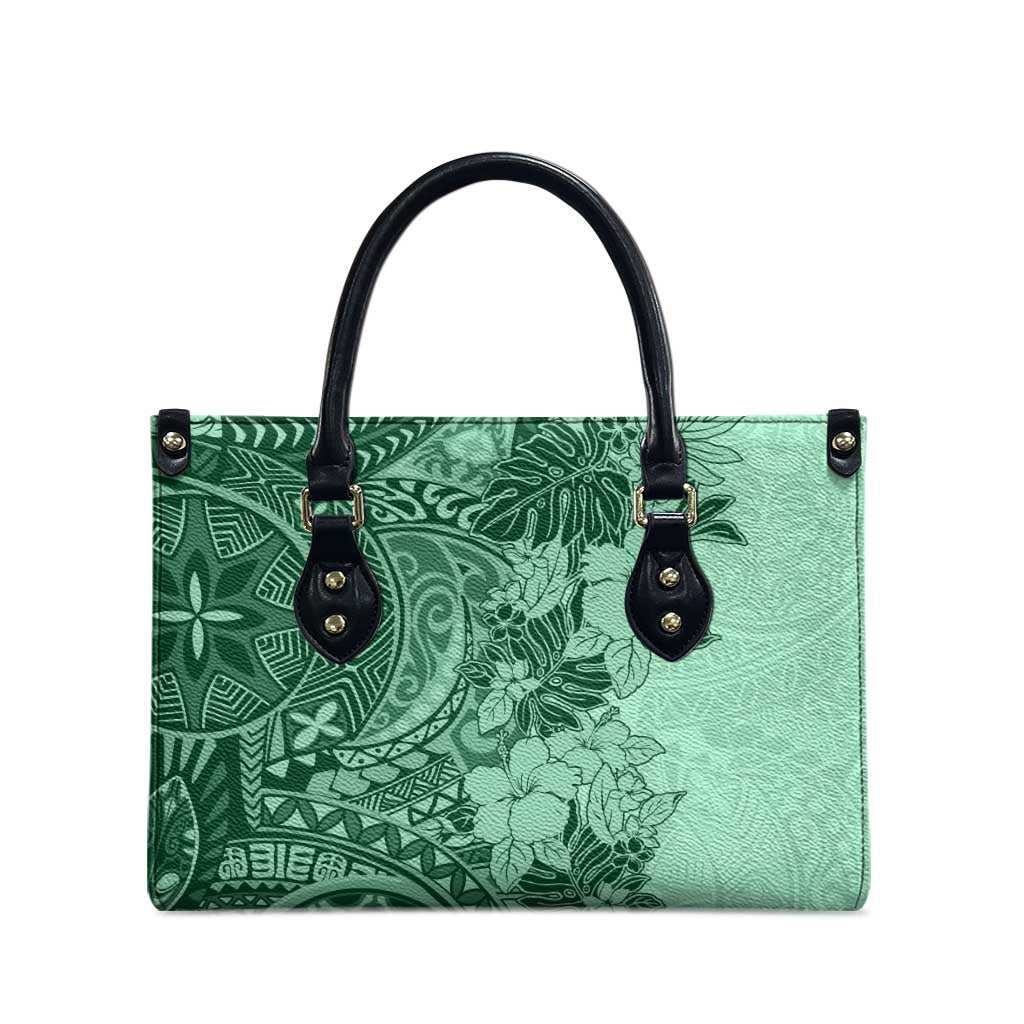 Polynesia Leather Bag Hibiscus Hawaiian Tribal Tattoo Retro Green - Polynesian Pride