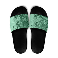 Polynesia Slide Sandals Hibiscus Hawaiian Tribal Tattoo Retro Green - Polynesian Pride