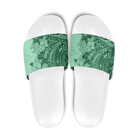 Polynesia Slide Sandals Hibiscus Hawaiian Tribal Tattoo Retro Green - Polynesian Pride