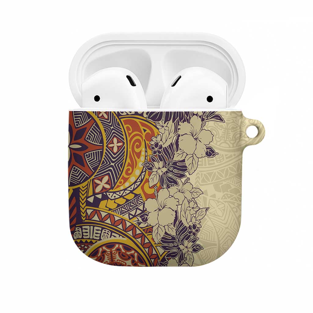 Polynesia AirPods Case Hibiscus Hawaiian Tribal Tattoo Retro Tan - Polynesian Pride