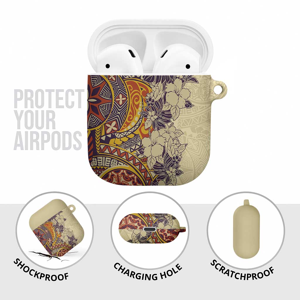 Polynesia AirPods Case Hibiscus Hawaiian Tribal Tattoo Retro Tan - Polynesian Pride