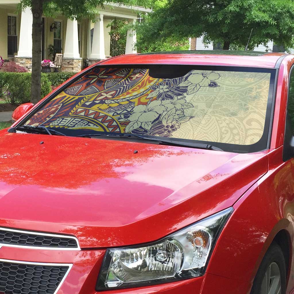 Polynesia Auto Sun Shade Hibiscus Hawaiian Tribal Tattoo Retro Tan - Polynesian Pride