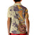 Polynesia Kid Polo Shirt Hibiscus and Hawaiian Tribal Tattoo Retro Style Tan Color LT9 - Polynesian Pride