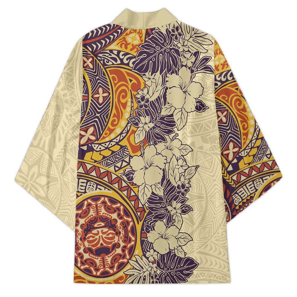 Polynesia Kimono Hibiscus Hawaiian Tribal Tattoo Retro Tan - Polynesian Pride