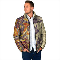 Polynesia Padded Jacket Hibiscus Hawaiian Tribal Tattoo Retro Tan - Polynesian Pride
