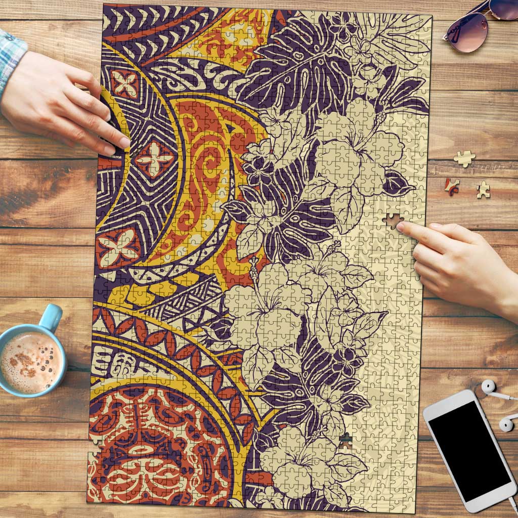 Polynesia Puzzle Hibiscus Hawaiian Tribal Tattoo Retro Tan - Polynesian Pride