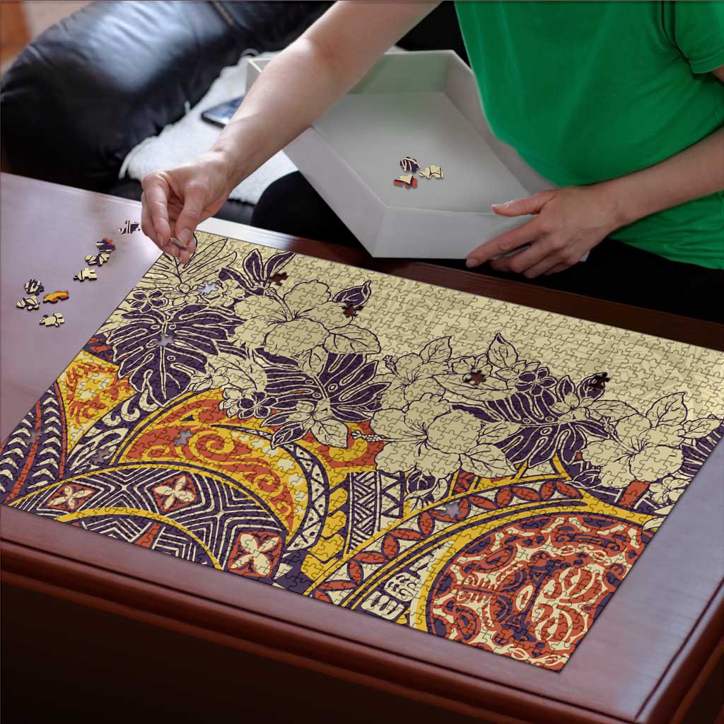 Polynesia Puzzle Hibiscus Hawaiian Tribal Tattoo Retro Tan - Polynesian Pride