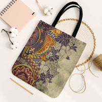 Polynesia Tote Bag Hibiscus Hawaiian Tribal Tattoo Retro Tan - Polynesian Pride