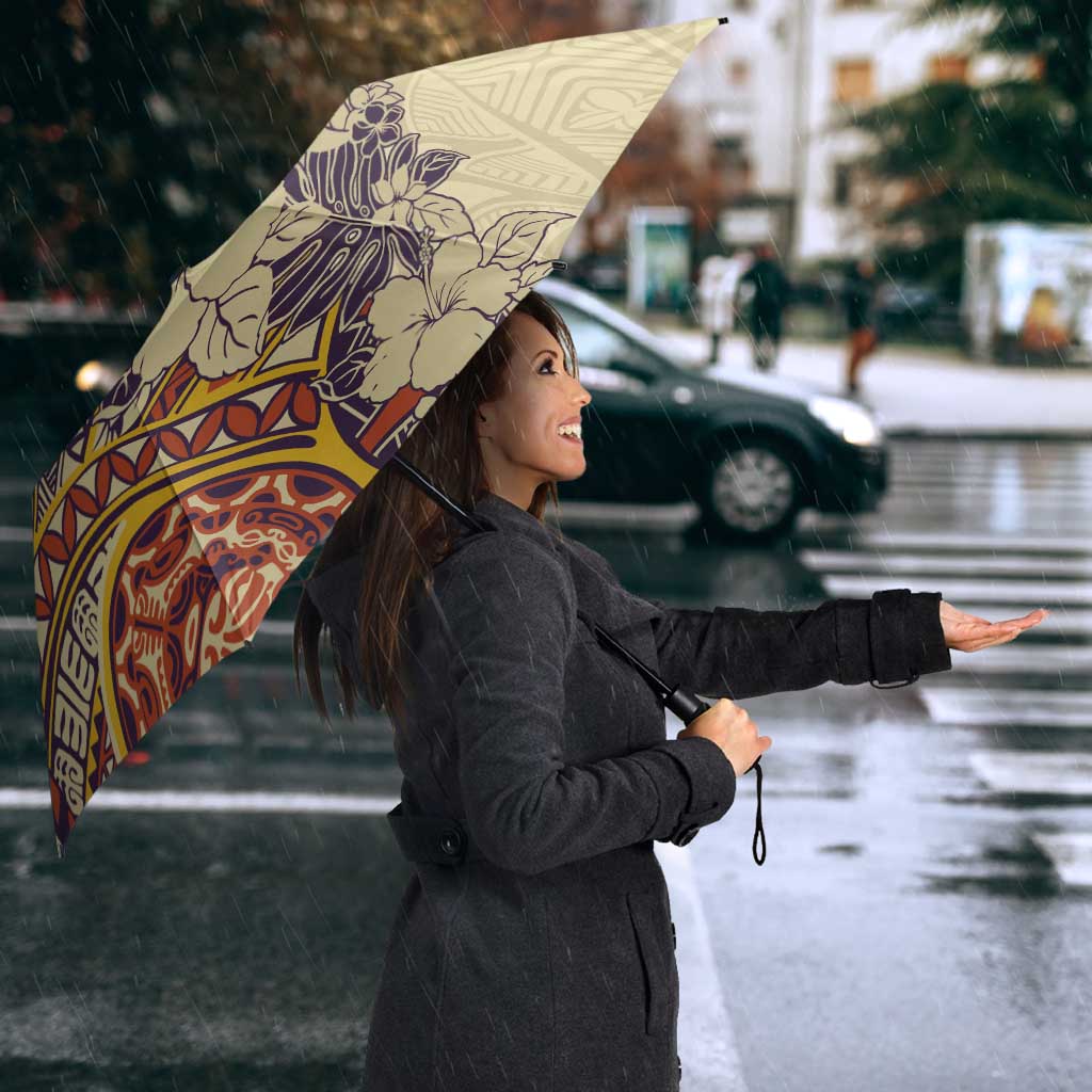 Polynesia Umbrella Hibiscus Hawaiian Tribal Tattoo Retro Tan - Polynesian Pride