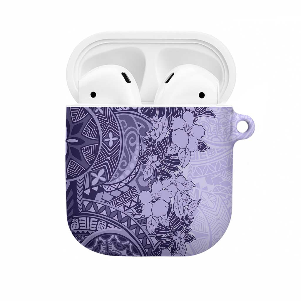 Polynesia AirPods Case Hibiscus Hawaiian Tribal Tattoo Retro Violet - Polynesian Pride