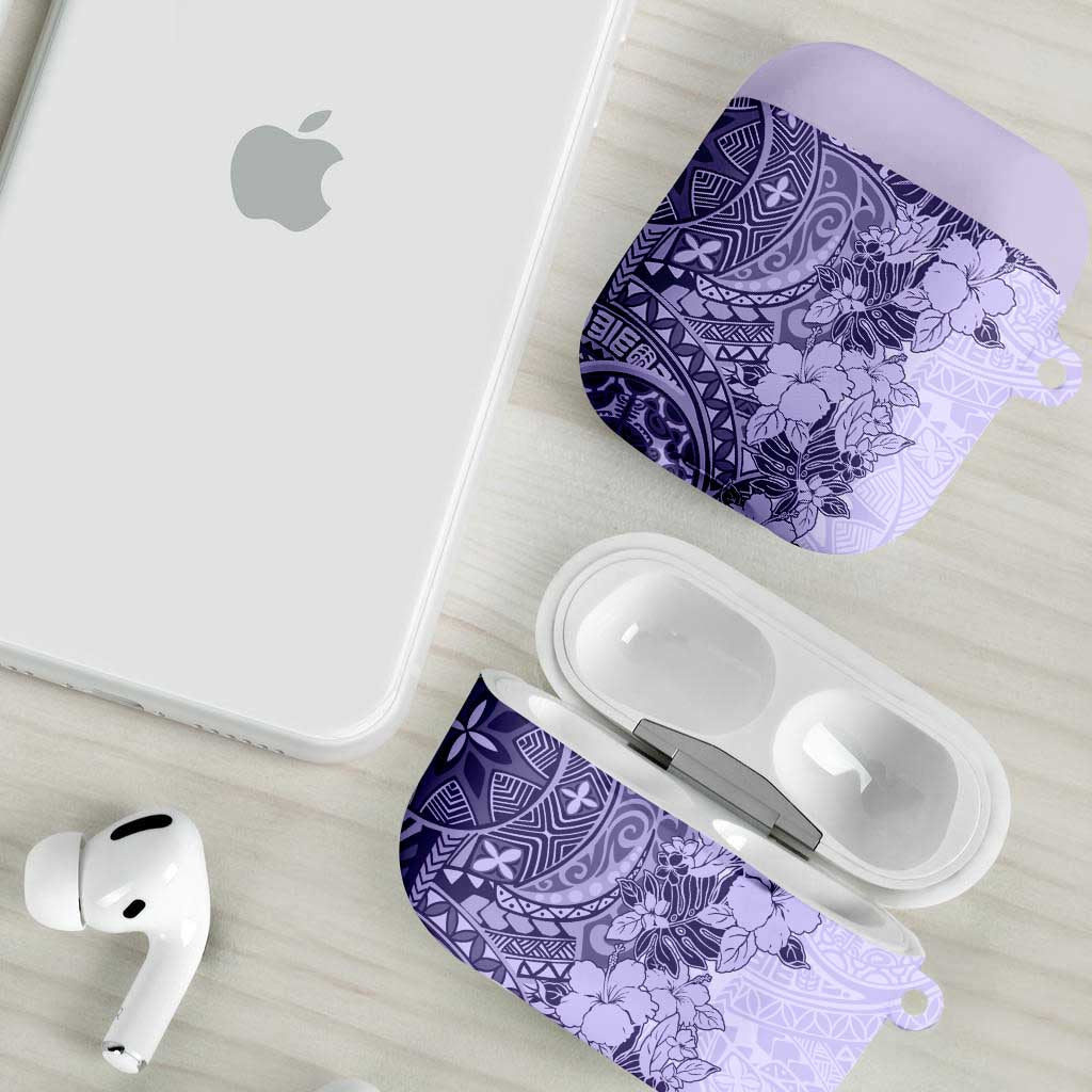 Polynesia AirPods Case Hibiscus Hawaiian Tribal Tattoo Retro Violet - Polynesian Pride