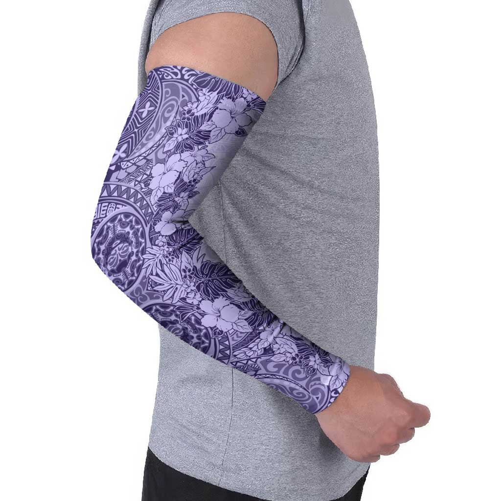 Polynesia Arm Sleeves Hibiscus Hawaiian Tribal Tattoo Retro Violet - Polynesian Pride