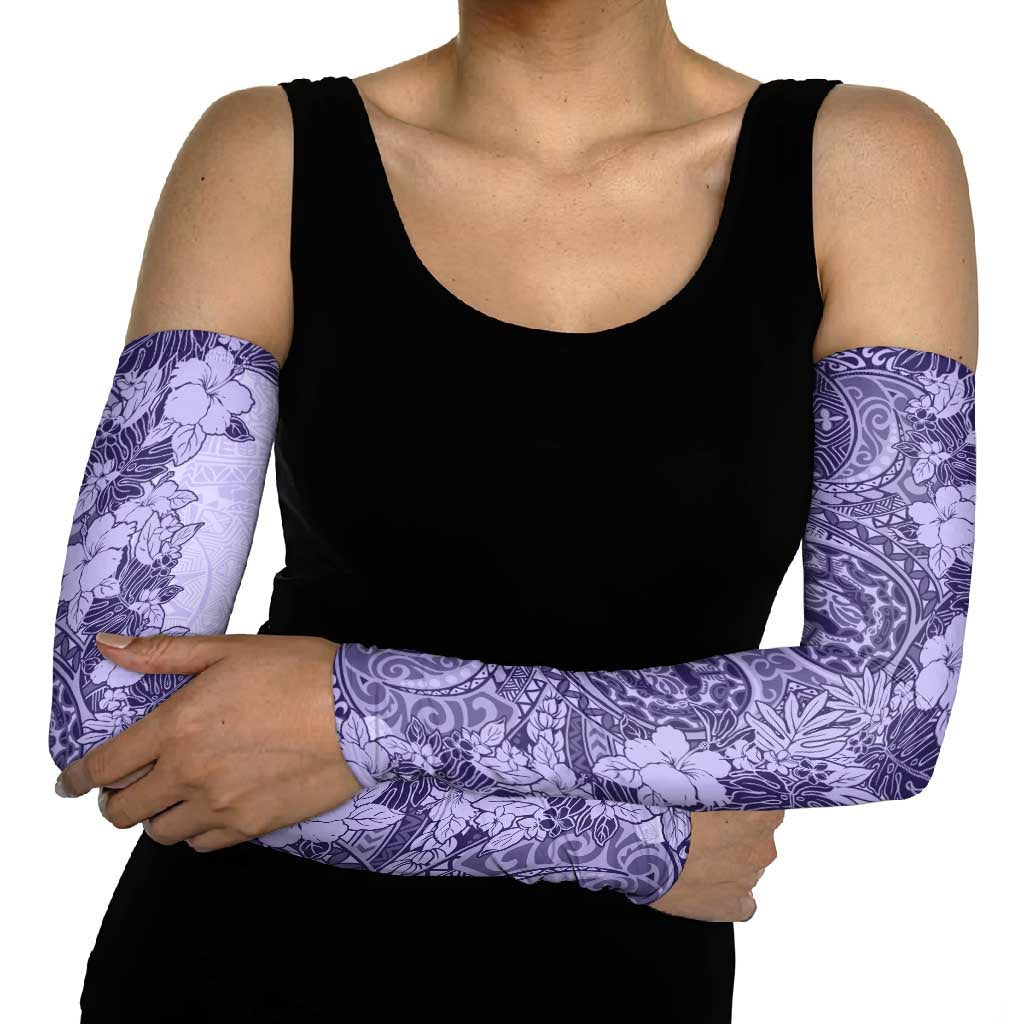 Polynesia Arm Sleeves Hibiscus Hawaiian Tribal Tattoo Retro Violet - Polynesian Pride
