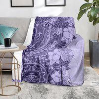 Polynesia Blanket Hibiscus and Hawaiian Tribal Tattoo Retro Style Violet Color LT9 - Polynesian Pride