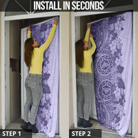 Polynesia Door Cover Hibiscus Hawaiian Tribal Tattoo Retro Violet - Polynesian Pride