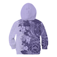 Polynesia Kid Hoodie Hibiscus and Hawaiian Tribal Tattoo Retro Style Violet Color LT9 - Polynesian Pride