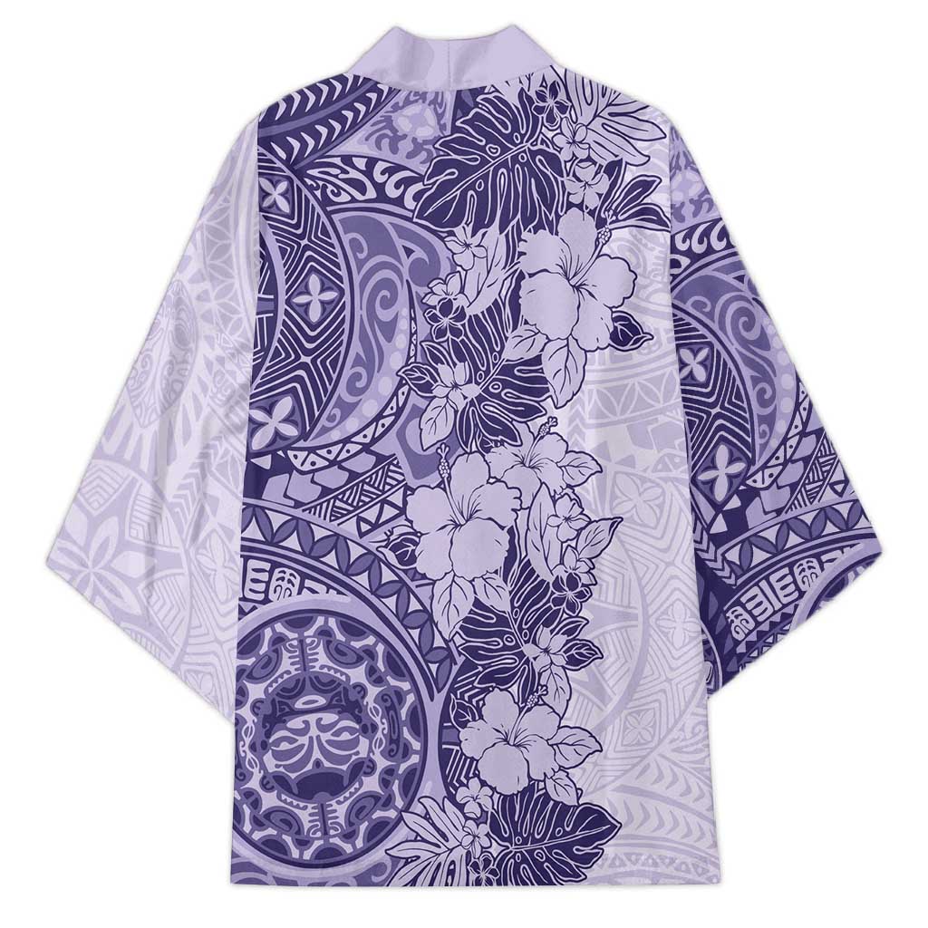 Polynesia Kimono Hibiscus Hawaiian Tribal Tattoo Retro Violet - Polynesian Pride