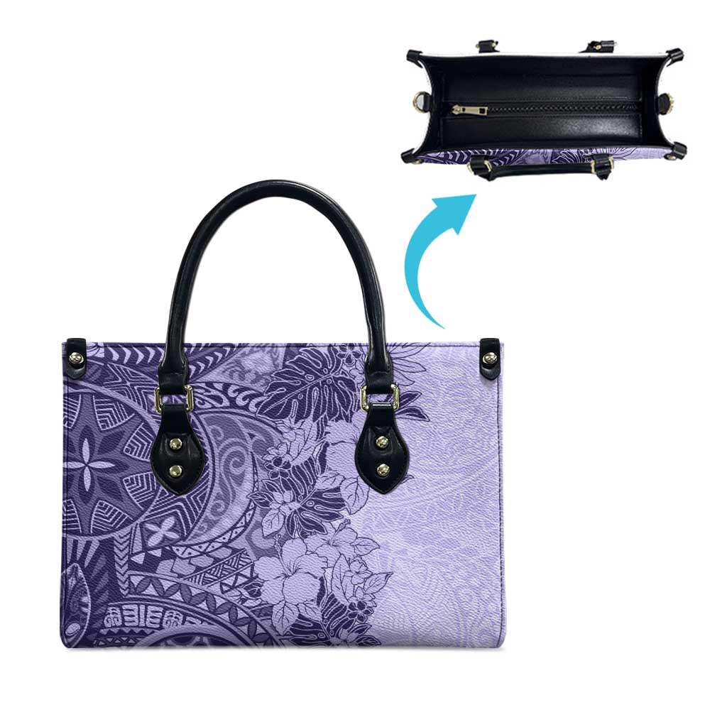 Polynesia Leather Bag Hibiscus Hawaiian Tribal Tattoo Retro Violet - Polynesian Pride