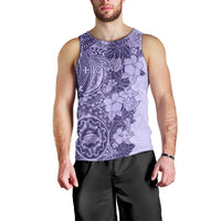Polynesia Men Tank Top Hibiscus and Hawaiian Tribal Tattoo Retro Style Violet Color LT9 - Polynesian Pride