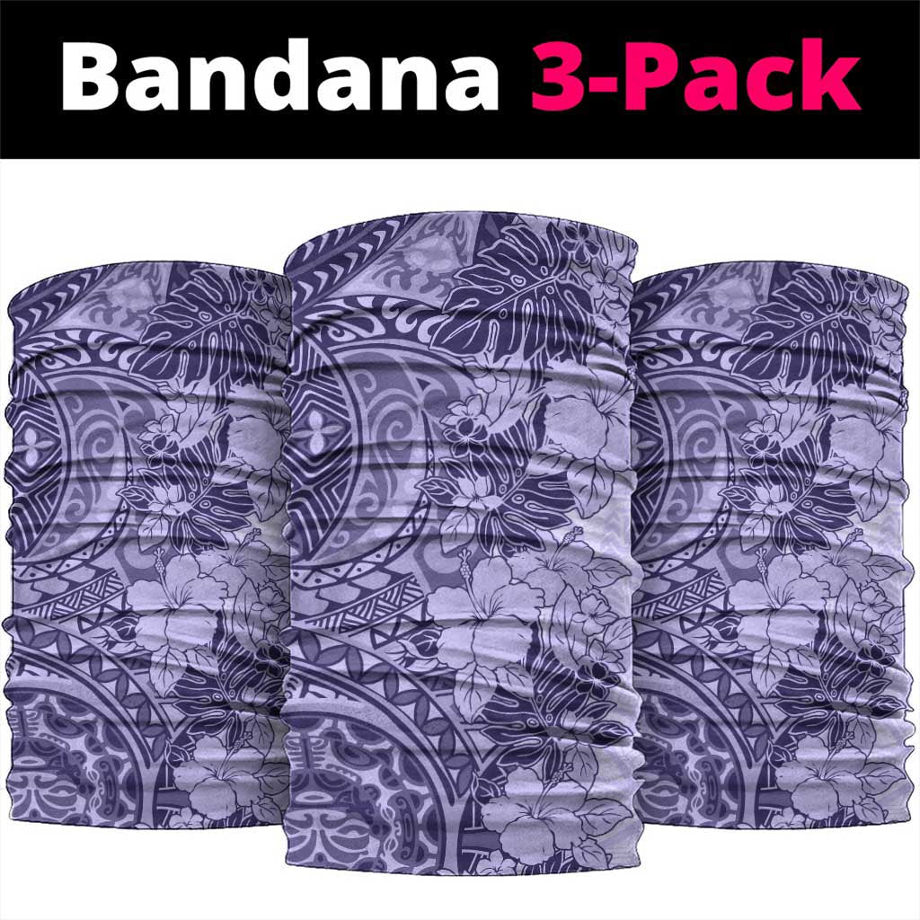 Polynesia Neck Gaiter Hibiscus Hawaiian Tribal Tattoo Retro Violet - Polynesian Pride