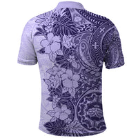 Polynesia Polo Shirt Hibiscus and Hawaiian Tribal Tattoo Retro Style Violet Color LT9 - Polynesian Pride