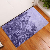 Polynesia Rubber Doormat Hibiscus and Hawaiian Tribal Tattoo Retro Style Violet Color LT9 Violet - Polynesian Pride
