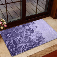 Polynesia Rubber Doormat Hibiscus and Hawaiian Tribal Tattoo Retro Style Violet Color LT9 - Polynesian Pride