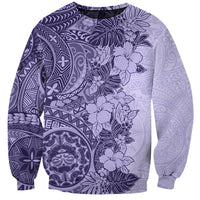 Polynesia Sweatshirt Hibiscus and Hawaiian Tribal Tattoo Retro Style Violet Color LT9 Unisex Violet - Polynesian Pride