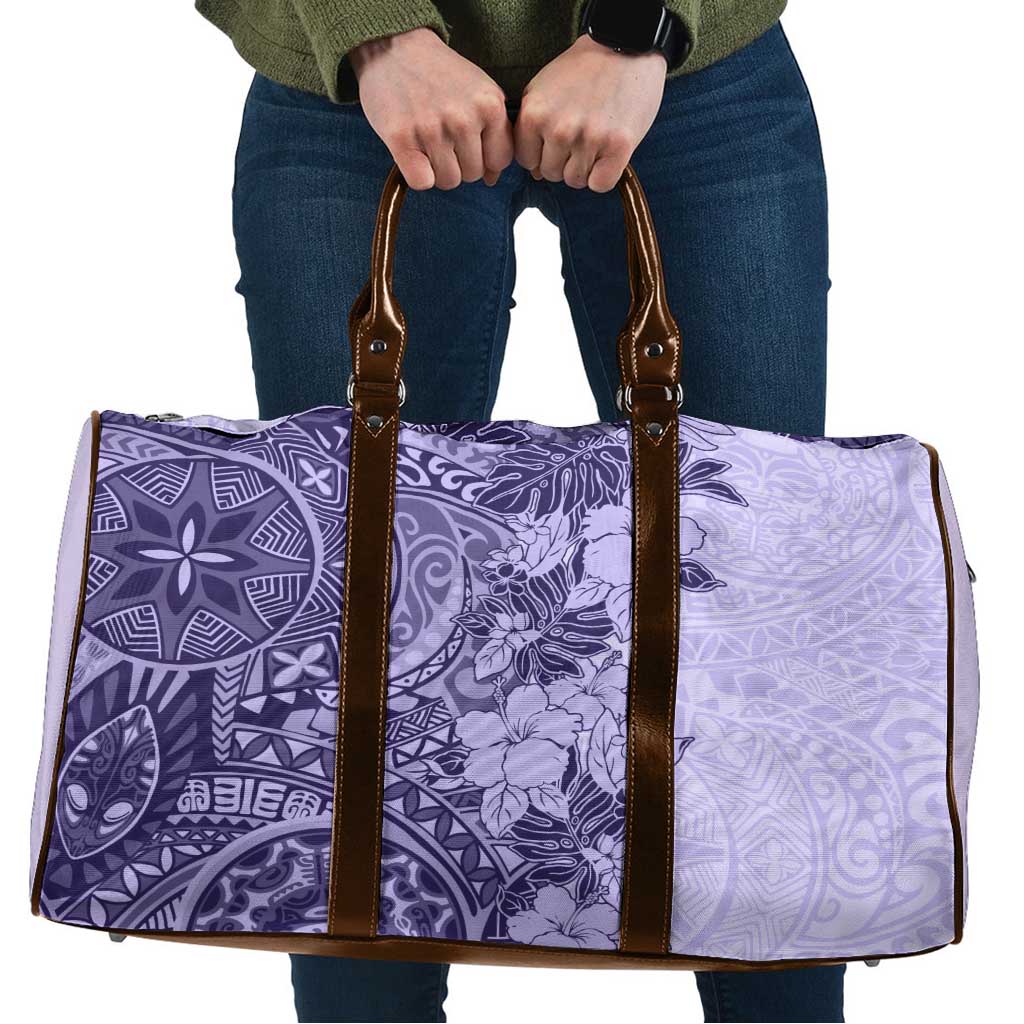 Polynesia Travel Bag Hibiscus Hawaiian Tribal Tattoo Retro Violet - Polynesian Pride