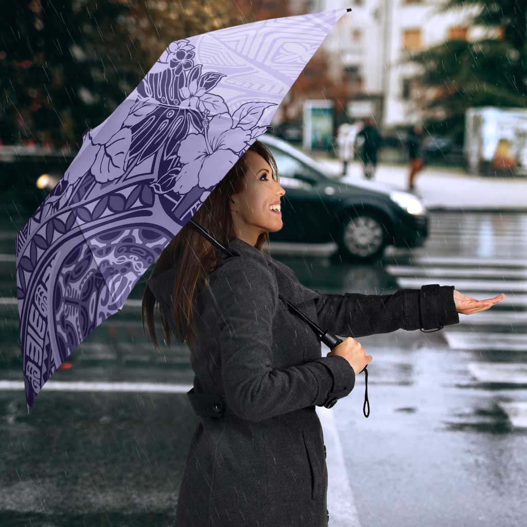 Polynesia Umbrella Hibiscus Hawaiian Tribal Tattoo Retro Violet - Polynesian Pride