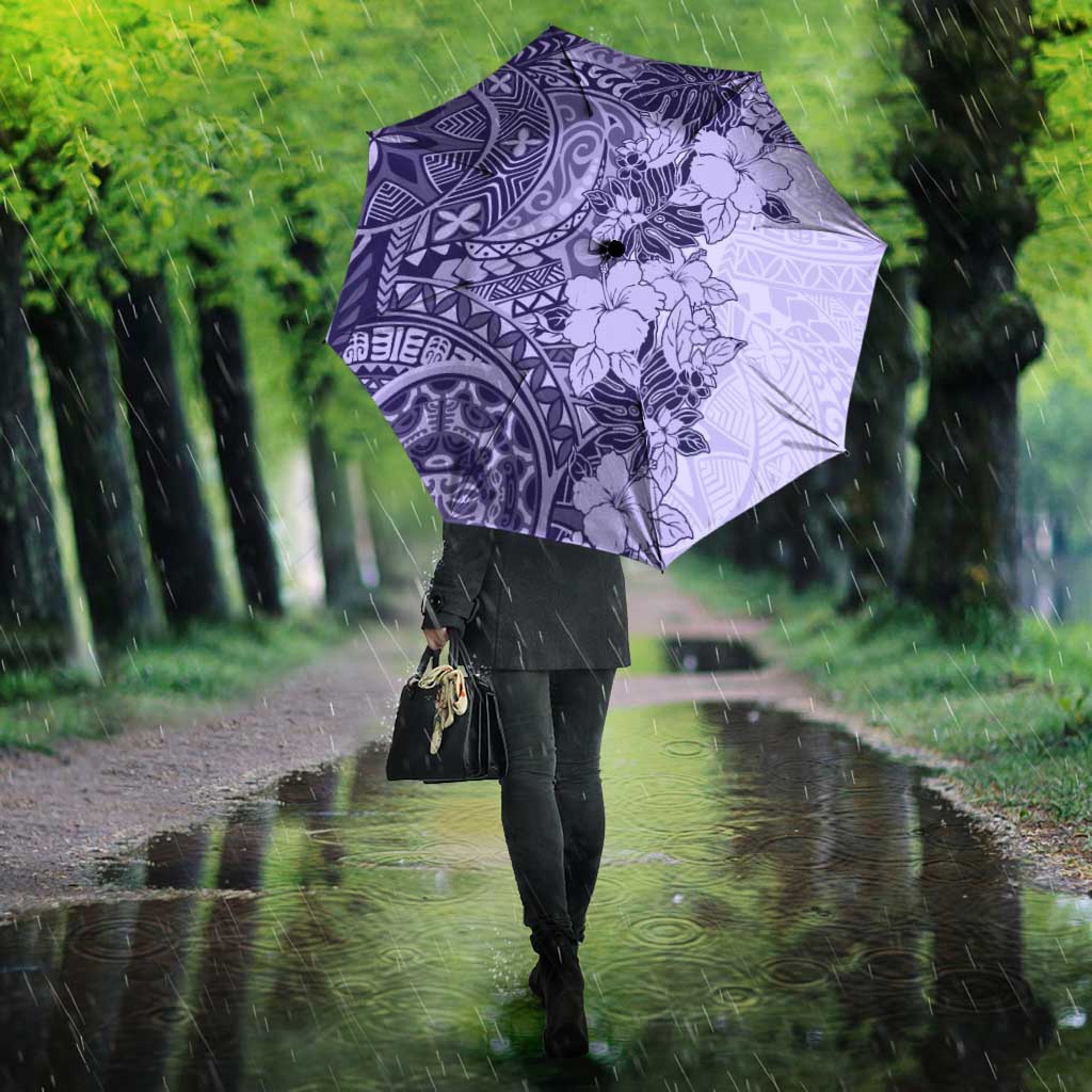 Polynesia Umbrella Hibiscus Hawaiian Tribal Tattoo Retro Violet - Polynesian Pride