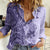 Polynesia Women Casual Shirt Hibiscus and Hawaiian Tribal Tattoo Retro Style Violet Color LT9 Female Violet - Polynesian Pride