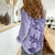 Polynesia Women Casual Shirt Hibiscus and Hawaiian Tribal Tattoo Retro Style Violet Color LT9 - Polynesian Pride