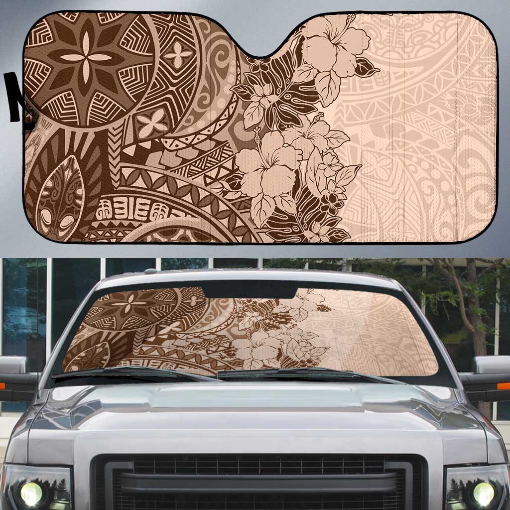 Polynesia Auto Sun Shade Hibiscus Hawaiian Tribal Tattoo Retro Pink Pastel - Polynesian Pride
