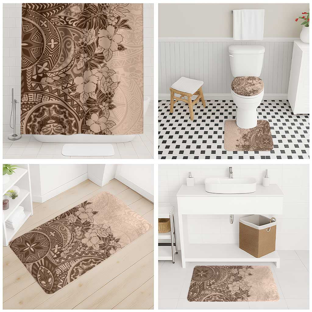 Polynesia Bathroom Set Hibiscus Hawaiian Tribal Tattoo Retro Pink Pastel - Polynesian Pride