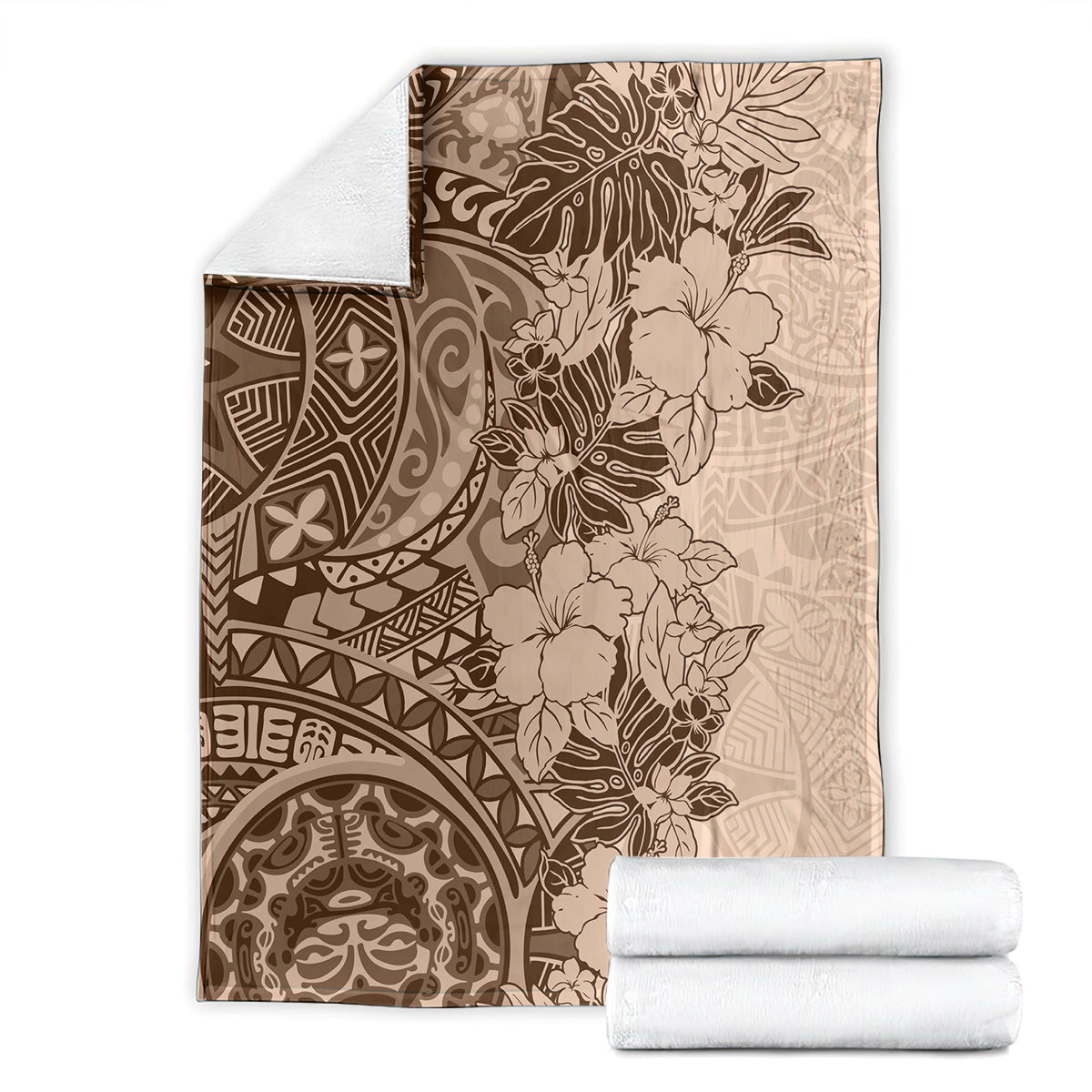 Polynesia Blanket Hibiscus and Hawaiian Tribal Tattoo Retro Style Pink Pastel LT9 - Polynesian Pride