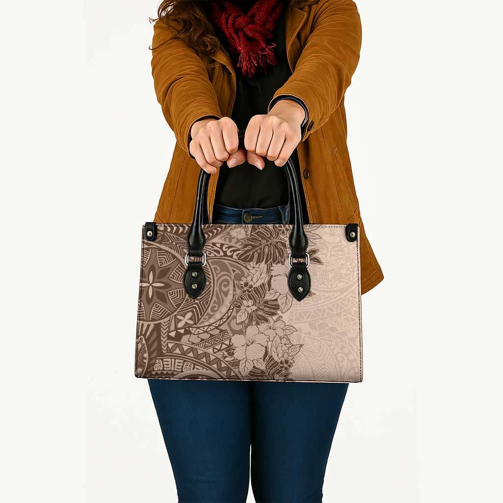 Polynesia Leather Bag Hibiscus Hawaiian Tribal Tattoo Retro Pink Pastel - Polynesian Pride