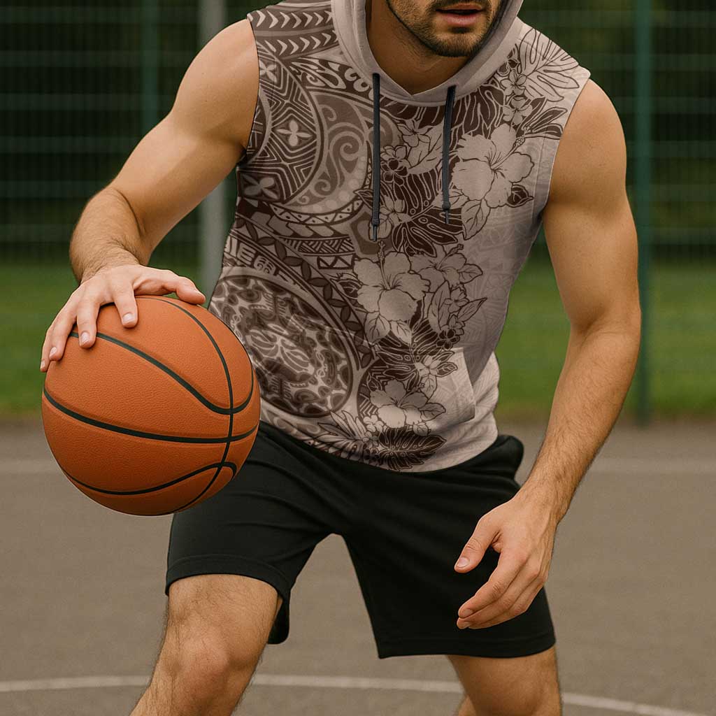 Polynesia Sleeveless Hoodie Hibiscus Hawaiian Tribal Tattoo Retro Pink Pastel - Polynesian Pride