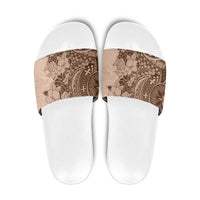 Polynesia Slide Sandals Hibiscus Hawaiian Tribal Tattoo Retro Pink Pastel - Polynesian Pride