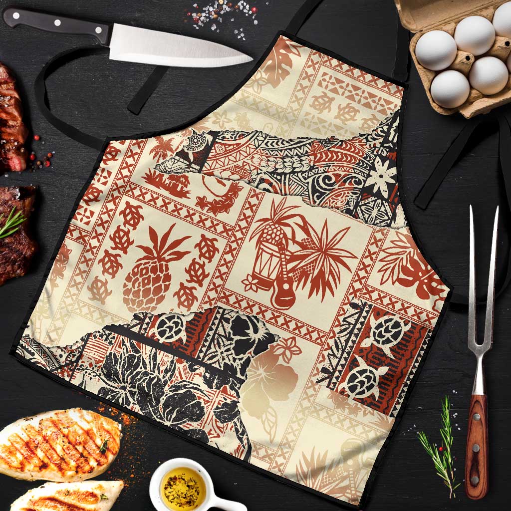 Hawaii Beige Version Apron Aloha Tribal Pattern - Polynesian Pride