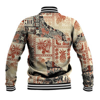 Hawaii Baseball Jacket Aloha Tribal Pattern Beige Version LT9 - Polynesian Pride