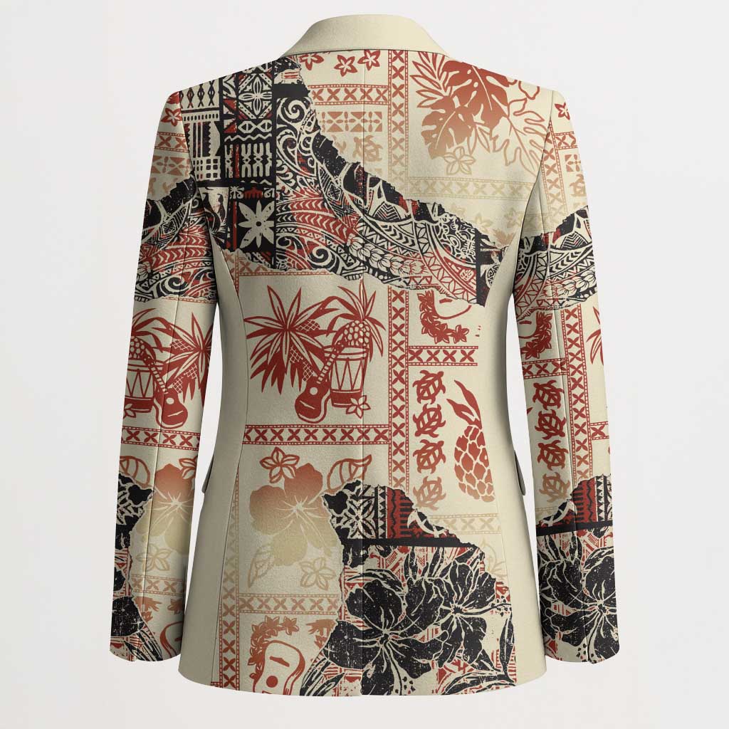 Hawaii Beige Version Blazer Aloha Tribal Pattern - Polynesian Pride