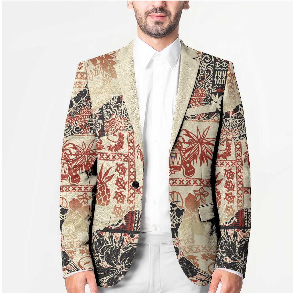 Hawaii Beige Version Blazer Aloha Tribal Pattern - Polynesian Pride